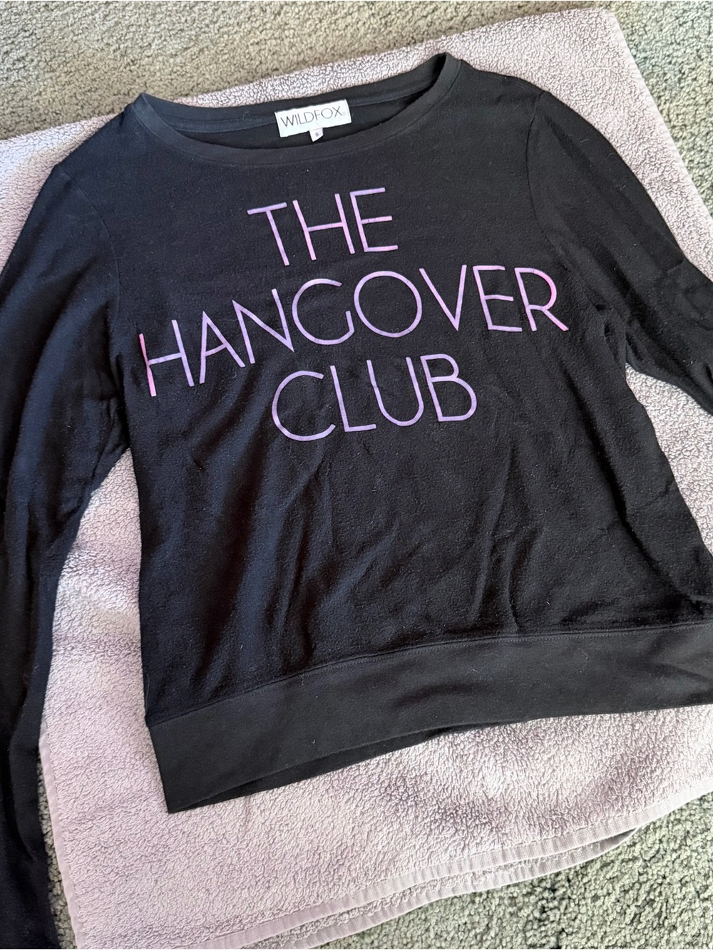 Wildfox Black Sweatshirt with Lavender-Pink 'The Hangover Club'
